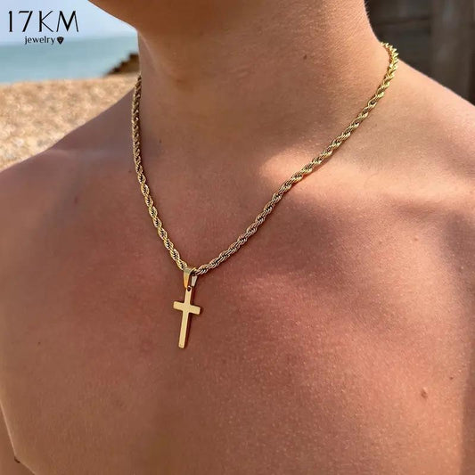 Vallarini Milano – Twisted Rope Chain Necklace with Cross Pendant