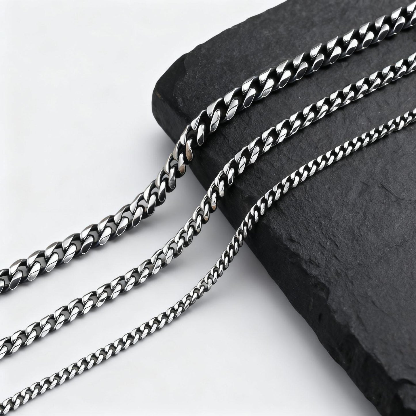 Men’s Cuban Link Chain Necklace – Stainless Steel, Gold & Silver Finish, Premium Polish