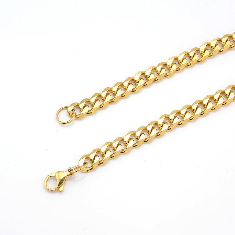 Men’s Cuban Link Chain Necklace – Stainless Steel, Gold & Silver Finish, Premium Polish