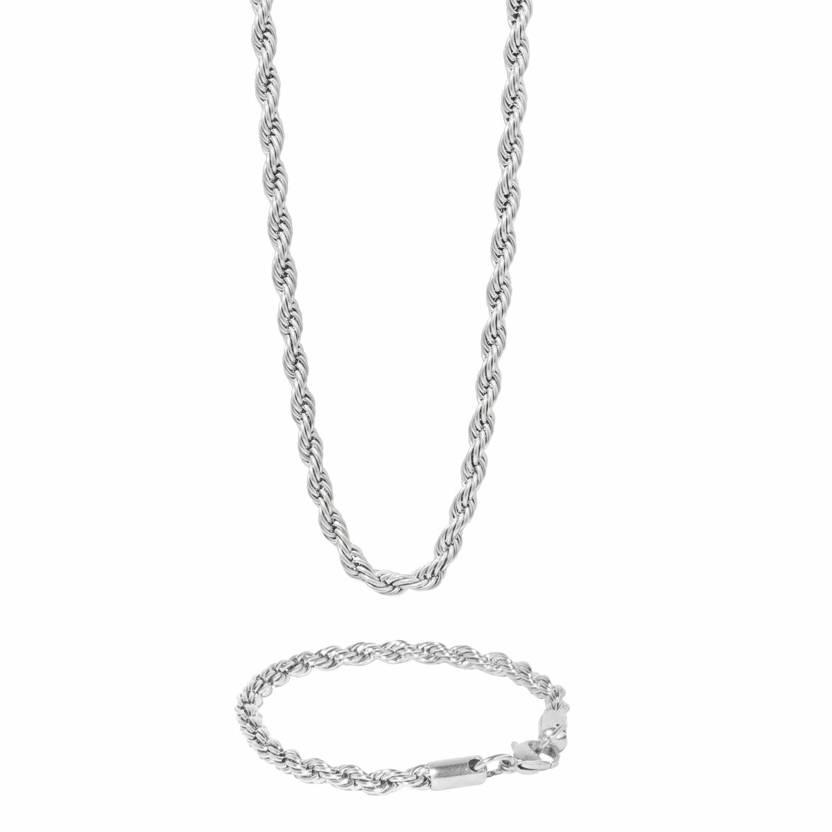 2-piece luxury set: 18K gold-plated 316L steel necklace & bracelet, elegant braided design