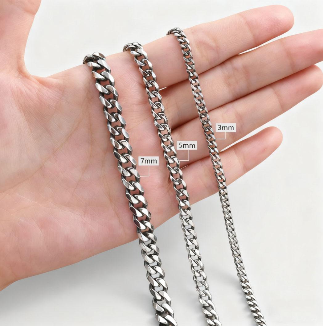 Men’s Cuban Link Chain Necklace – Stainless Steel, Gold & Silver Finish, Premium Polish