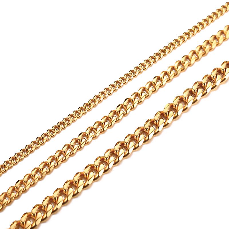 Men’s Cuban Link Chain Necklace – Stainless Steel, Gold & Silver Finish, Premium Polish