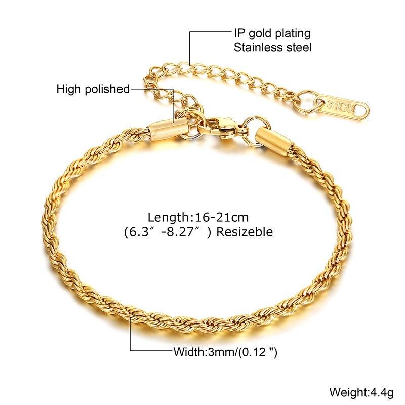 Vallarini Milano – Adjustable Rope Chain Bracelet with Zircon Details
