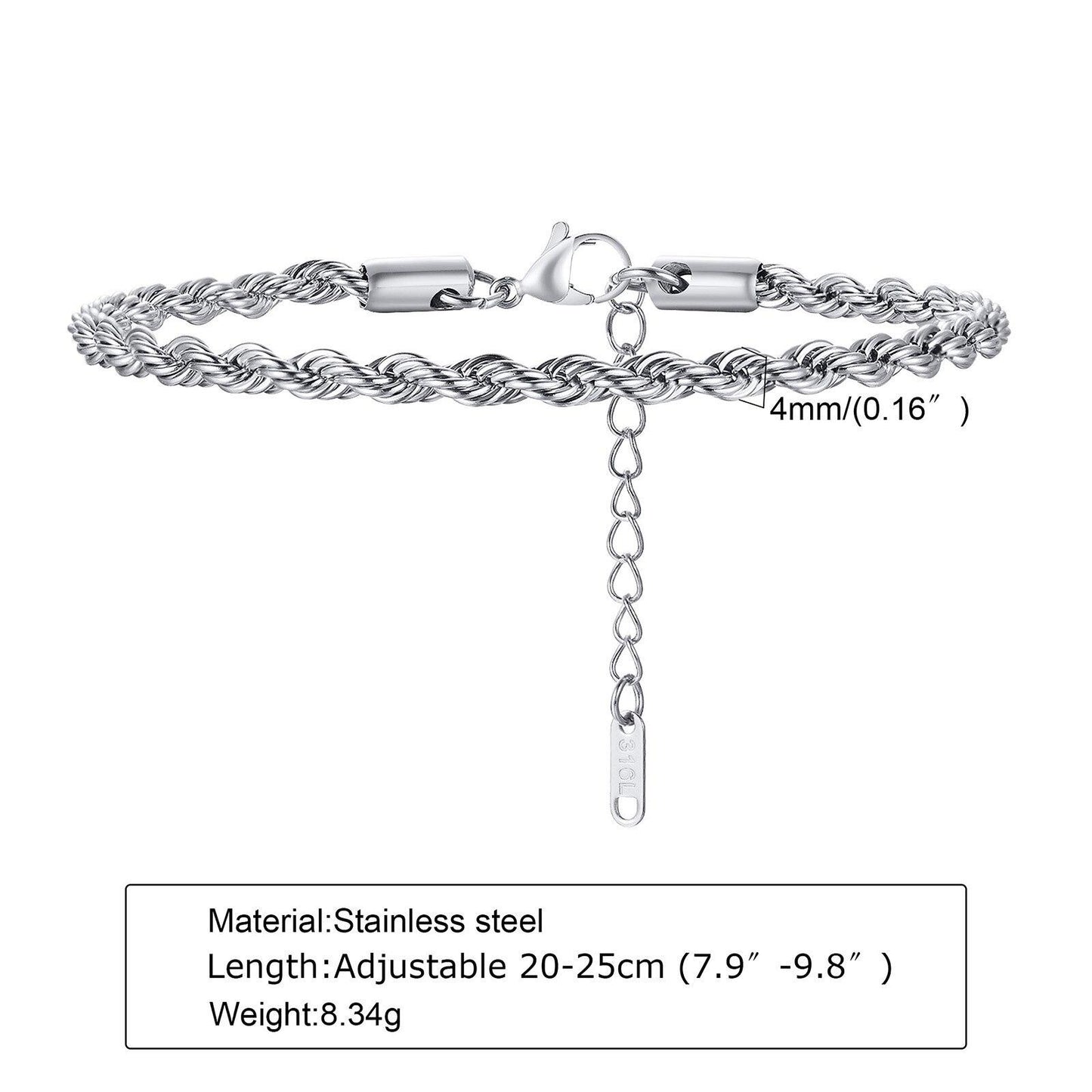 Vallarini Milano – Adjustable Rope Chain Bracelet with Zircon Details
