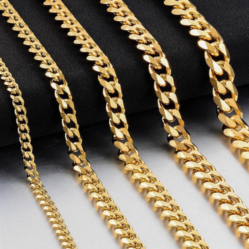 Men’s Cuban Link Chain Necklace – Stainless Steel, Gold & Silver Finish, Premium Polish